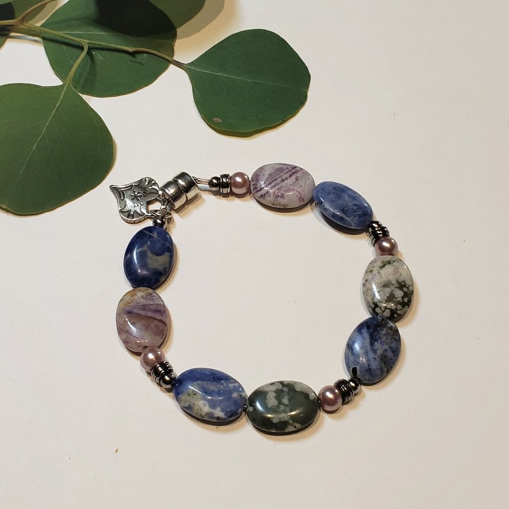 Artisan Gemstone Sterling Silver Heart Bracelet